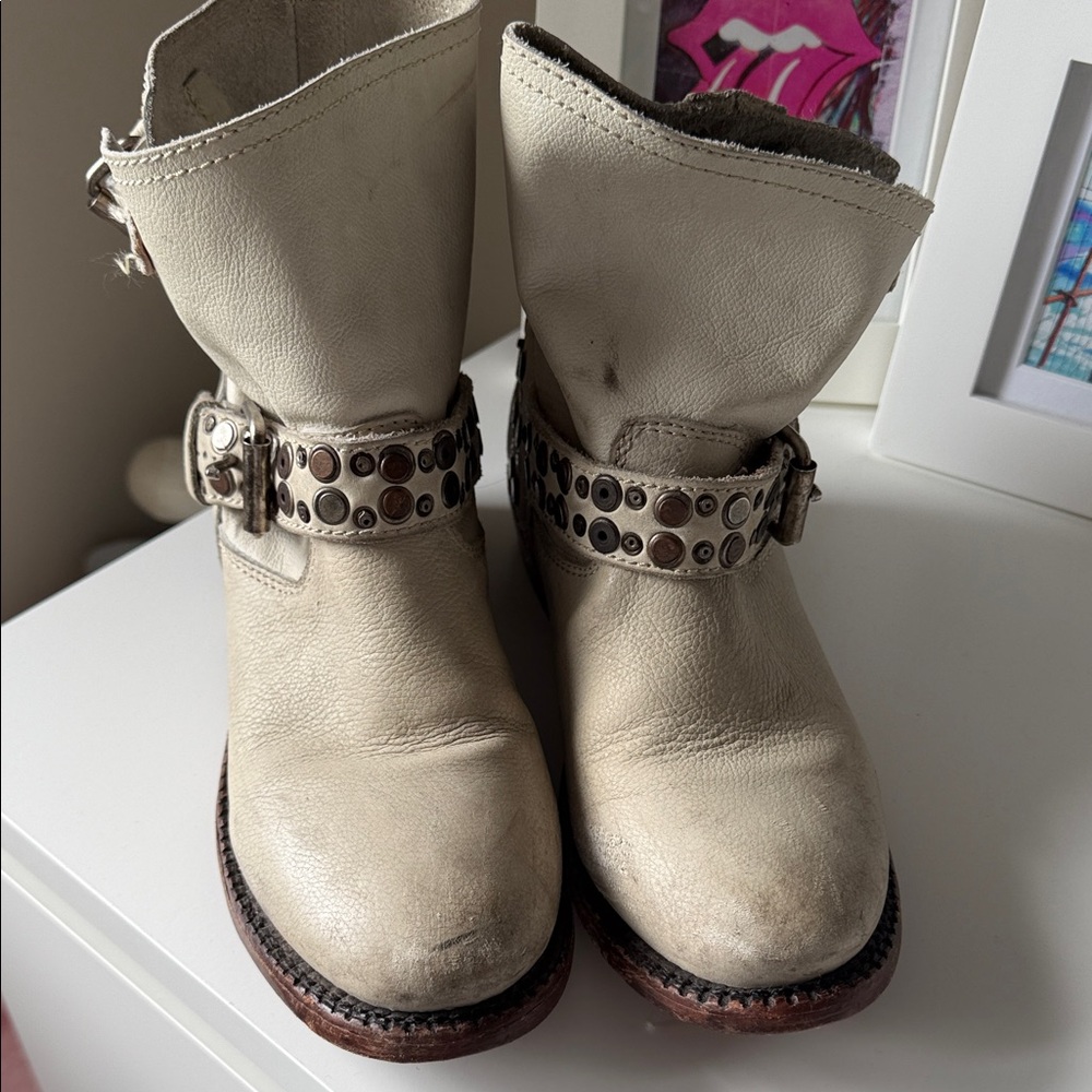 Ash Cream Studded Boots